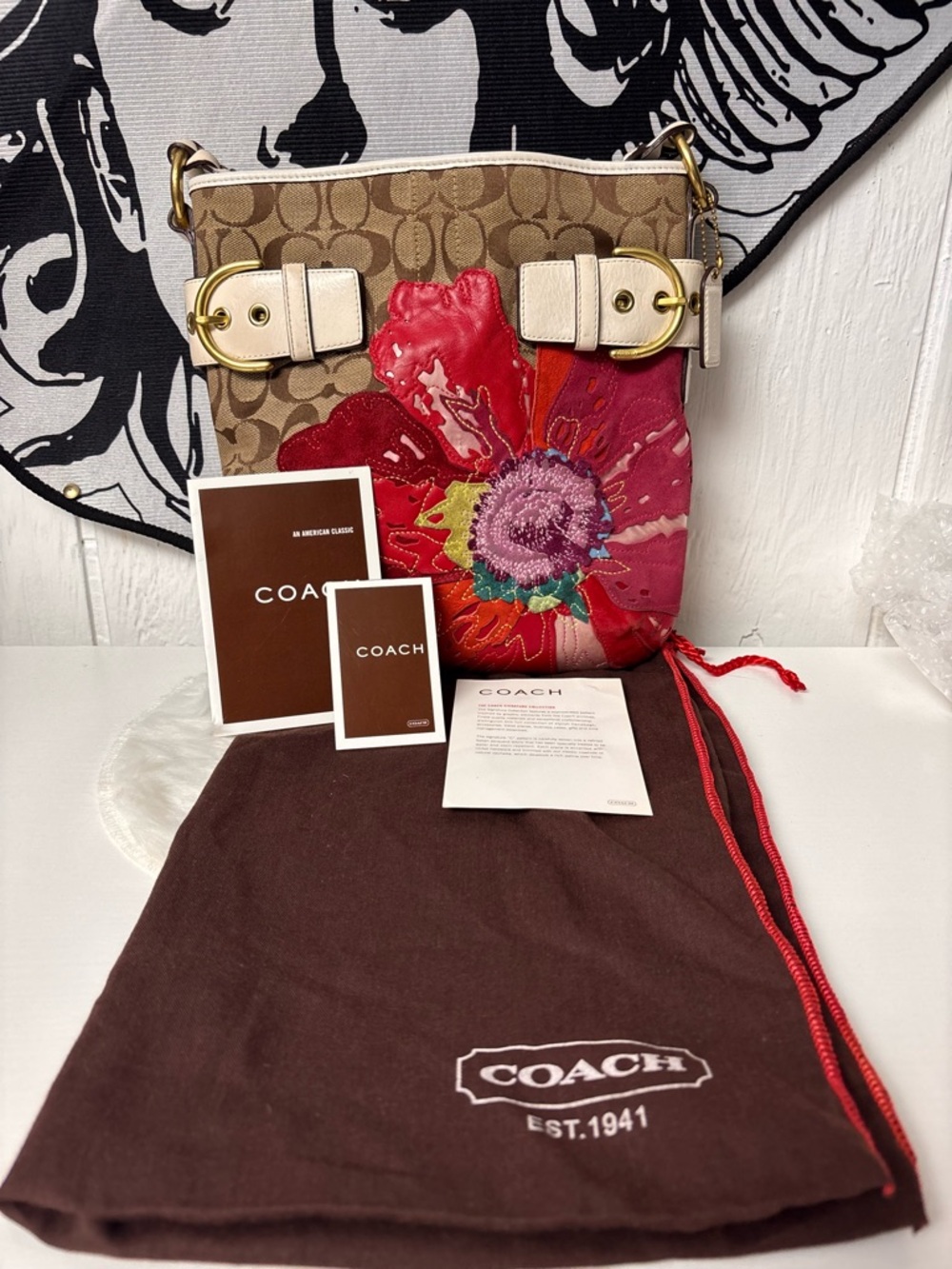 Coach Vintage Poppy Floral Signature Jacquard Shoulder Bag